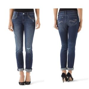 White House Black Market Slim Ankle Jeans 4R Dark Wash Distressed